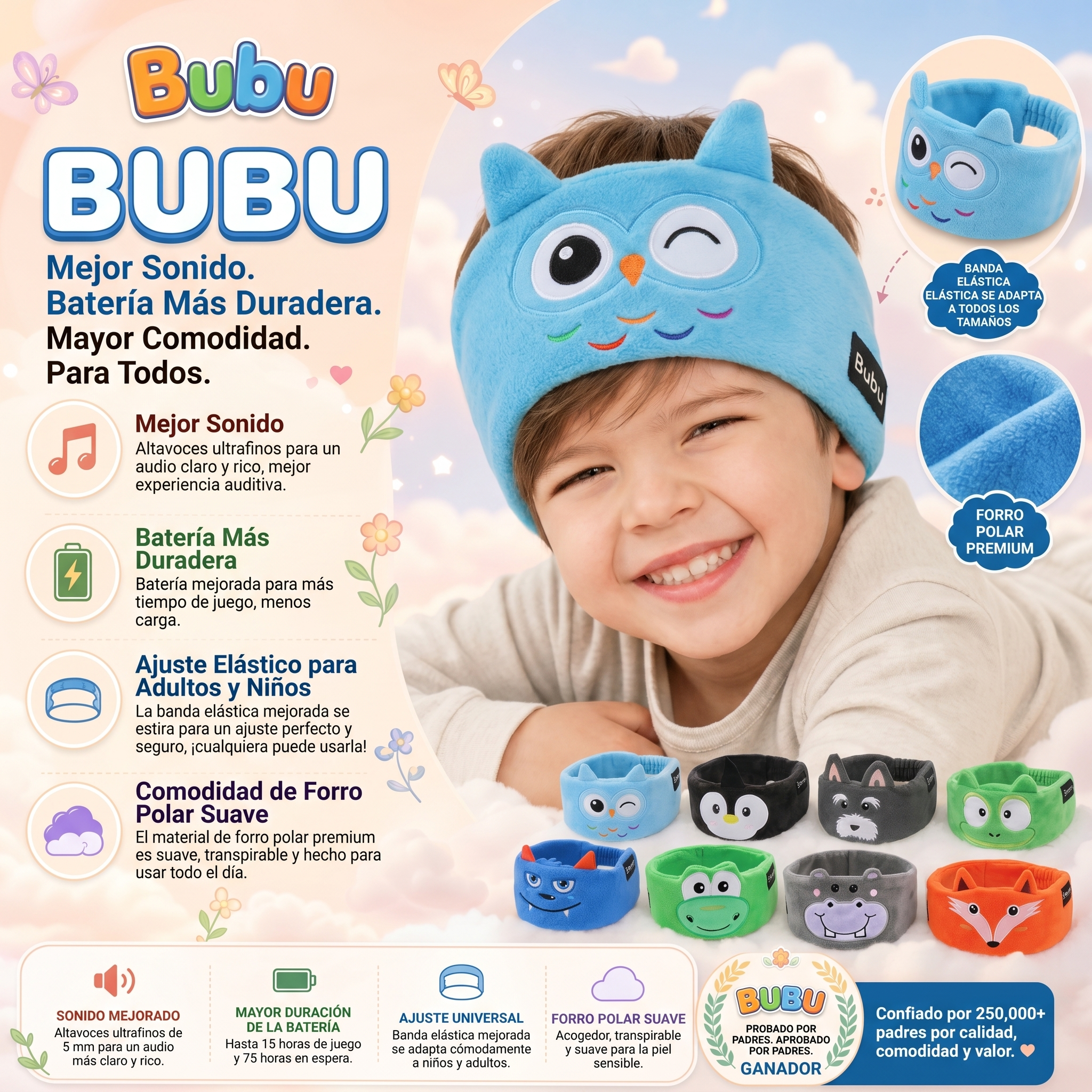 Infografía Bubu — beneficios